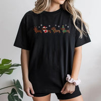 Adorable Wiener Dog Holiday Shirt, Dachshund Christmas T-Shirt, Retro Xmas Dog Graphic Tee, Humorous Pet Lover Apparel, Present for Dog Owners