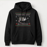Humorous Christmas Lights Sweatshirt, Overstimulated but Festive Possum Hoodie, Quirky Holiday Pullover, Adorable Possum Winter Graphic Hooded Top