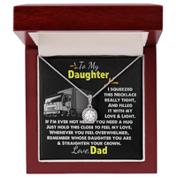 Trucker Dad Message Card Necklace, To My Daughter Necklace, White Gold Pendant, Sentimental Daughter Jewelry, Birthday Christmas Present