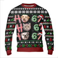 Personalized Dog Face Christmas Sweater, Custom Pet Photo Ugly Christmas Sweater, Custom Pet Holiday Sweater