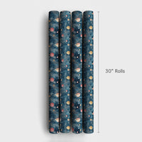 Dark Teal Christmas Gift Wrap, Red and Gold Ornament Wrapping Paper, Watercolor Pine Branch Wrapping Paper, Holiday Present Wrapping Paper