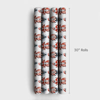 Sunglasses Santa Gift Wrap, Cool Santa on Scooter Wrapping Paper, Red Motor Scooter Christmas Wrapping Paper, Whimsical Holiday Gift Wrap