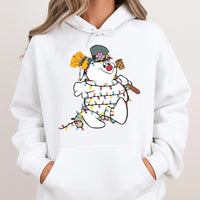Festive Holiday Cartoon Hoodie, Snowman Christmas Hoodie, Adorable Winter Snowman Hoodie, Retro Xmas Hooded Pullover, Comfy Holiday Present