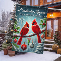 Winter Cardinal Christmas Yard Flag, Cardinals Appear When Angels Are Near Garden Flag, Double-Sided Memorial Lawn Banner Flag