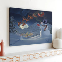 Magical Winter Village Canvas Painting, Santa Sleigh Christmas Canvas Wall Art, Northern Lights Canvas Print, Holiday Home Decor Art Present
