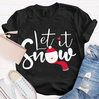 Festive Winter Holiday T-Shirt, Let It Snow Christmas Shirt, Adorable Snowflake Graphic Tee, Merry Xmas Apparel, Seasonal Present Shirt