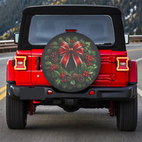 Festive Pinecone Red Bow Tire Cover, Christmas Wreath Spare Tire Cover, Waterproof Holiday Tire Cover, Xmas Jeep SUV Car Decor Present