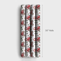 Farmhouse Santa Gift Wrap Roll, Santa on Tractor Christmas Wrapping Paper, Watercolor Holiday Wrapping Paper, Rustic Christmas Present Wrap