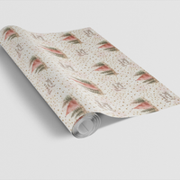 Watercolor Pine Tree Gift Wrap, Peace on Earth Christmas Wrapping Paper, Holiday Forest Paper Roll, Winter Xmas Wrapping Paper Gift Wrap