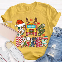 Santa Hat Snowflakes Bus Tee, Bus Driver Christmas T-Shirt, Humorous School Bus Driver Holiday Shirt, Winter Transportation Present