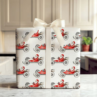 Number 6 and 44 Auto Racing Gift Wrap, Vintage Race Car Santa Wrapping Paper, Watercolor Motorsport Holiday Paper, Christmas Wrapping Paper