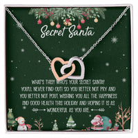 Christmas Holiday Heart Necklace, Secret Santa Interlocking Hearts Necklace, Two Heart Pendant Jewelry, Meaningful Xmas Present for Her