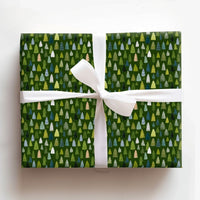Rustic Pine Forest Gift Wrap, Evergreen Tree Wrapping Paper, Winter Woodland Holiday Present Paper, Dark Green Christmas Wrapping Paper