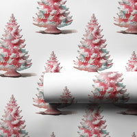 Watercolor Holiday Gift Wrap, Pink Christmas Tree Wrapping Paper, Whimsical Tree Winter Wrapping Paper, Modern Pastel Gift Wrap Roll
