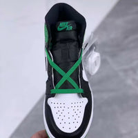 High Top Sneakers, White Black Green Colorway, Lace Up Design, Casual Gift for Sneaker Fans