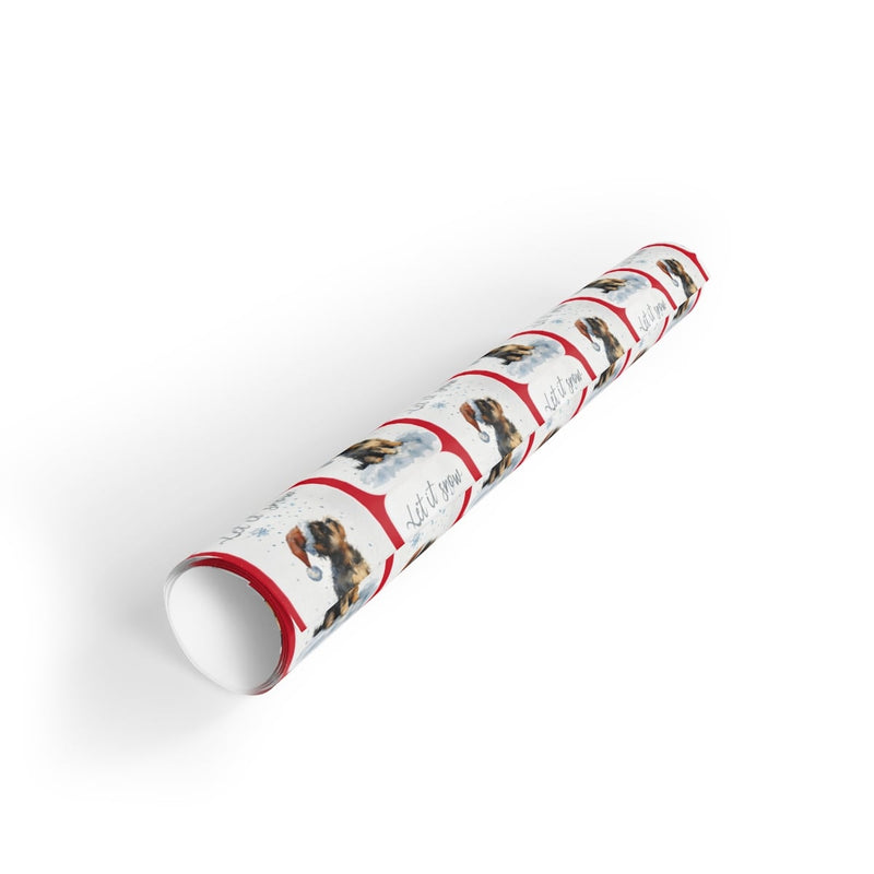 Santa Hat Puppy Gift Wrap, Dachshund Christmas Wrapping Paper, Weiner Dog Holiday Present Paper, Festive Dog Lover Christmas Wrap Paper