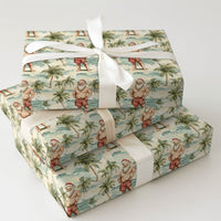 Humorous Tropical Beach Christmas Gift Wrap, Shirtless Santa Wrapping Paper, Palm Tree Holiday Wrapping Paper, Humorous Summer Gift Wrap Roll