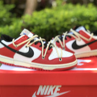 Low Top Sneakers, Red Cream Colorway, Lace Up Design, Casual Gift for Sneaker Fans