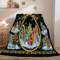 Holy Night Religious Christmas Blanket, Merry Christmas Nativity Scene Blanket, Christian Holiday Fleece Blanket, Family Xmas Present