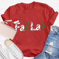 Fa La La Santa Hat Math Equations Shirt, Math Teacher Christmas T-Shirt, Humorous Holiday Mathematics Graphic Tee, Teacher Xmas Present