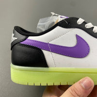 Retro Low Top Sneakers, Neon Green White Black Purple Colorway, Lace Up Design, Casual Gift for Sneaker Fans