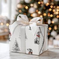 Dog with Red Bow Gift Wrap, Dachshund Christmas Wrapping Paper, Sketch Dachshund Holiday Wrapping Paper, Dog Lover Present Gift Wrap