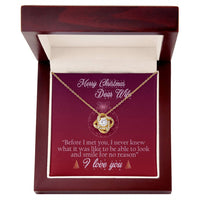 18k Gold Stainless Steel Love Knot Pendant, Christmas Love Knot Necklace for Wife, Message Card Holiday Necklace, Romantic Present for Her