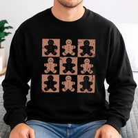 Retro Checkered Holiday Sweater, Gingerbread Man Sweatshirt, Adorable Xmas Gingerbread Pullover, Comfy Winter Crewneck, Christmas Party Present