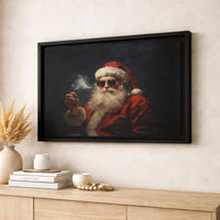 Smoking Santa Wall Art, Cool Santa Claus Canvas Print, Sunglasses Santa Canvas, Edgy Christmas Canvas Art, Holiday Decor Present for Him