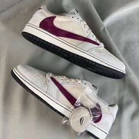 Basketball Shoes, White Burgundy Colorway, Reverse Hook Design, Lace Up Design, Casual Gift for Shoe Lovers
