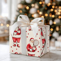Sporty Christmas Gift Wrap, Santa Tennis Wrapping Paper, Watercolor Tennis Player Holiday Wrapping Paper, Adorable Santa Claus Gift Wrap Roll