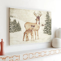 Whimsical Knit Hat Deer Canvas Print, Winter Deer Canvas Wall Art, Rustic Woodland Animal Wall Art, Cabin Christmas Holiday Decor Present
