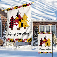Buffalo Plaid Tree State Flag Lawn Banner, Maryland Christmas Garden Flag, Double Sided Holiday Yard Flag, Marylander Christmas Decor