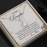 White Gold Over Stainless Steel Necklace from Mom, To My Daughter CZ Pendant Necklace, Meaningful Christmas Birthday Keepsake Jewelry