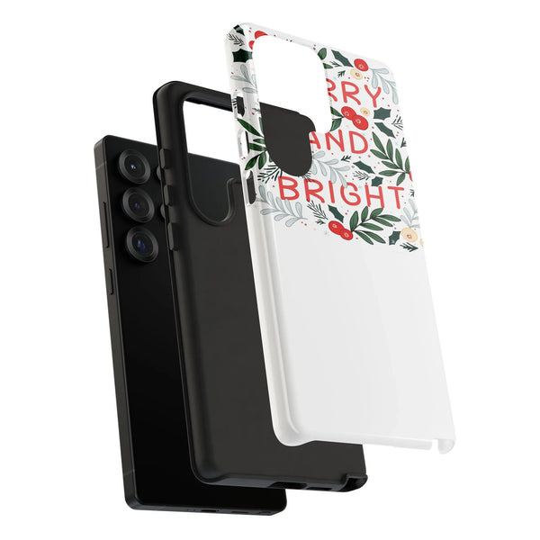 Christmas Wreath Samsung Galaxy Case, Merry and Bright Phone Case, Holiday Floral Tough Cover, Dual Layer Case, Christmas Pre