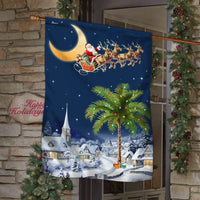 Santa Sleigh Palm Tree Yard Flag, South Carolina Christmas Garden Flag, Double-Sided Coastal Holiday Flag, Winter Lawn Decor Present