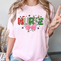 Holiday Healthcare Worker Tee, Christmas Nurse Stethoscope T-Shirt, Adorable RN Nursing Student Xmas Shirt, Winter Pediatric Nurse Graphic Tee