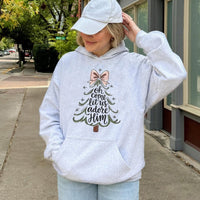 Christmas Tree Bow Sweatshirt, Oh Come Let Us Adore Him Hoodie, Christian Holiday Hooded Pullover, Religious Xmas Hoodie, Faith Present for Her