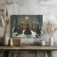 Snowy Forest Holiday Canvas Wall Decor, Witches Christmas Tree Canvas Art, Gothic Witchy Christmas Canvas Print, Spooky Winter Wall Art