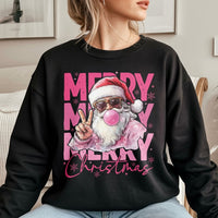 Humorous Sunglasses Santa Sweatshirt, Retro Santa Bubble Gum Sweatshirt, Adorable Holiday Pullover, Vintage Christmas Sweatshirt, Xmas Fan Present