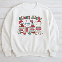 Humorous Healthcare Holiday Crewneck, Silent Night Nurse Christmas Sweatshirt, Medical RN Xmas Graphic Pullover, Hospital Nurse Sweatshirt Present