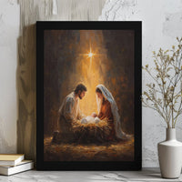 Holy Family Canvas Print, Nativity Scene Canvas Wall Art, Religious Oil Painting Style Canvas, Christian Christmas Wall Decor Art Present