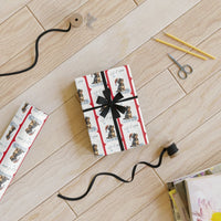 Santa Hat Puppy Gift Wrap, Dachshund Christmas Wrapping Paper, Weiner Dog Holiday Present Paper, Festive Dog Lover Christmas Wrap Paper