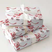 Ice Hockey Holiday Gift Wrap, Hockey Santa Christmas Wrapping Paper, Sporty Santa Wrapping Paper, Ice Hockey Player Gift Wrapping Paper