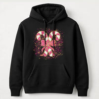 Coquette Bow Christmas Hoodie, Pink Candy Cane Hoodie, Aesthetic Candy Cane Hooded Sweatshirt, Adorable Xmas Candy Cane Pullover, Holiday Present
