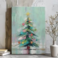 Colorful Modern Holiday Canvas Print, Abstract Christmas Tree Canvas Wall Art, Festive Winter Home Decor, Seasonal Living Room Present