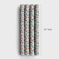 Rustic Holiday Ornament Gift Wrap, Deer Antler Christmas Wrapping Paper, Farmhouse Woodland Wrapping Paper, Festive Winter Gift Wrap Roll