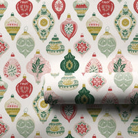 Retro Christmas Ornament Gift Wrap, Vintage Ornament Wrapping Paper, Festive Xmas Ornament Wrapping Paper, Colorful Holiday Wrapping Paper