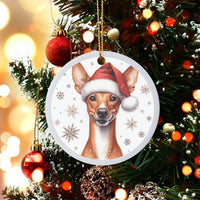 Santa Hat Basenji Dog Ornament, Basenji Christmas Ornament, Ceramic Basenji Tree Ornament, Holiday Dog Lover Keepsake, Pet Owner Xmas Present