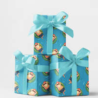 Summer Beach Pool Party Gift Wrap Roll, Tropical Santa Wrapping Paper, Coastal Christmas Wrapping Paper, Festive Holiday Present Wrap Roll